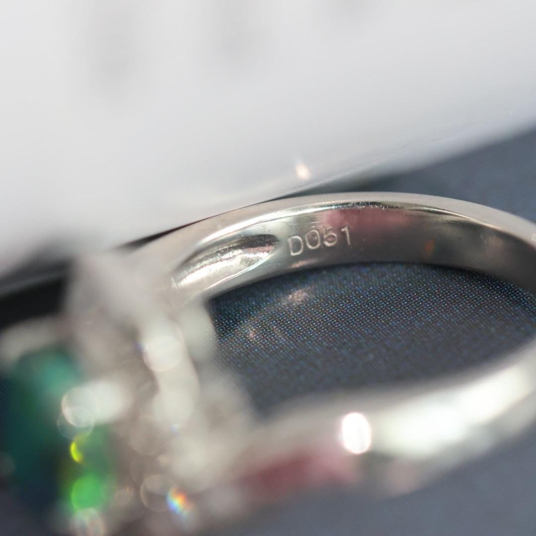 Vintage certified Australian black opal diamond ring US size 6.5