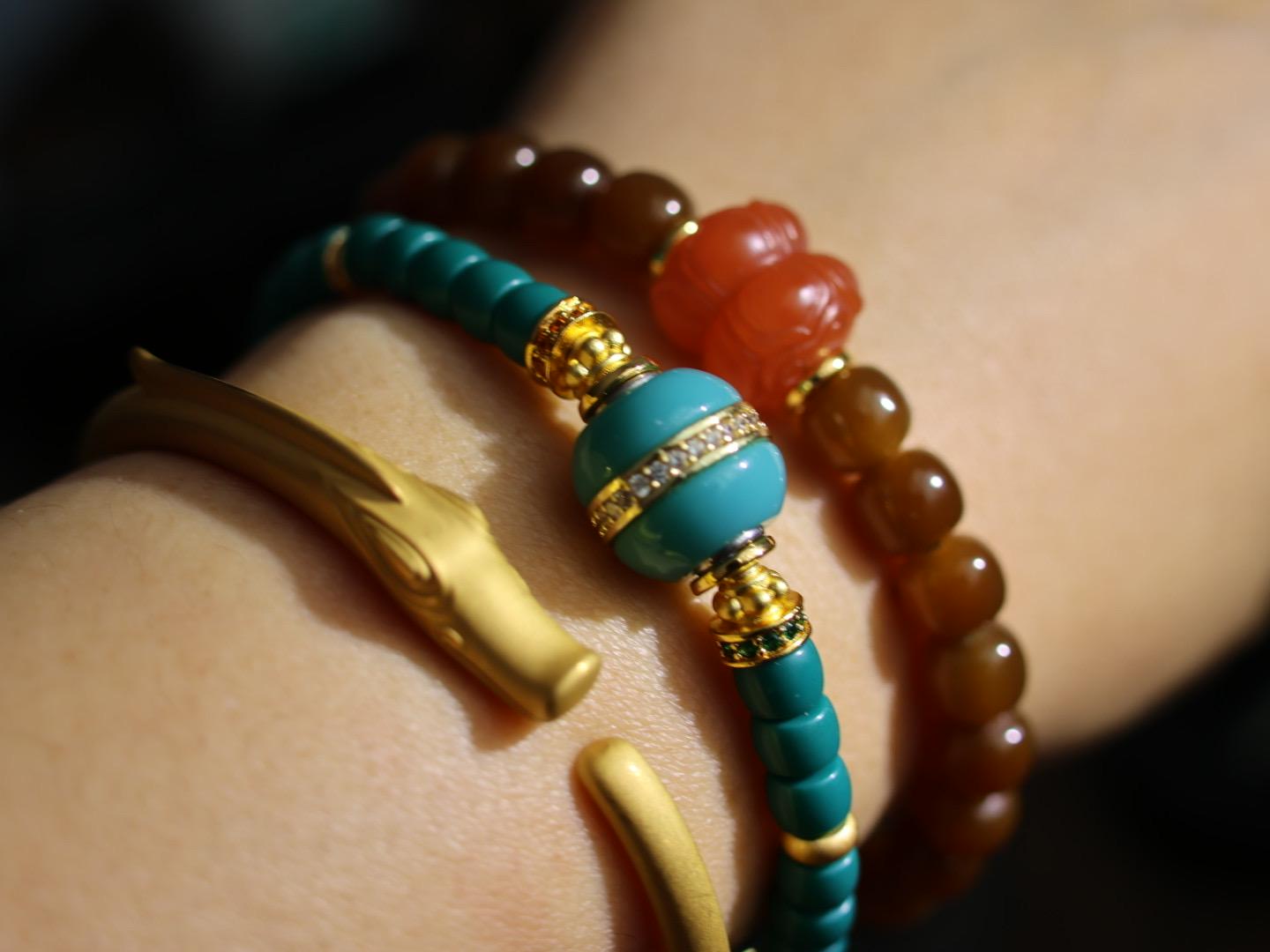 7mm brown sugar nephrite Jade bracelet 卡7高品质红糖手串