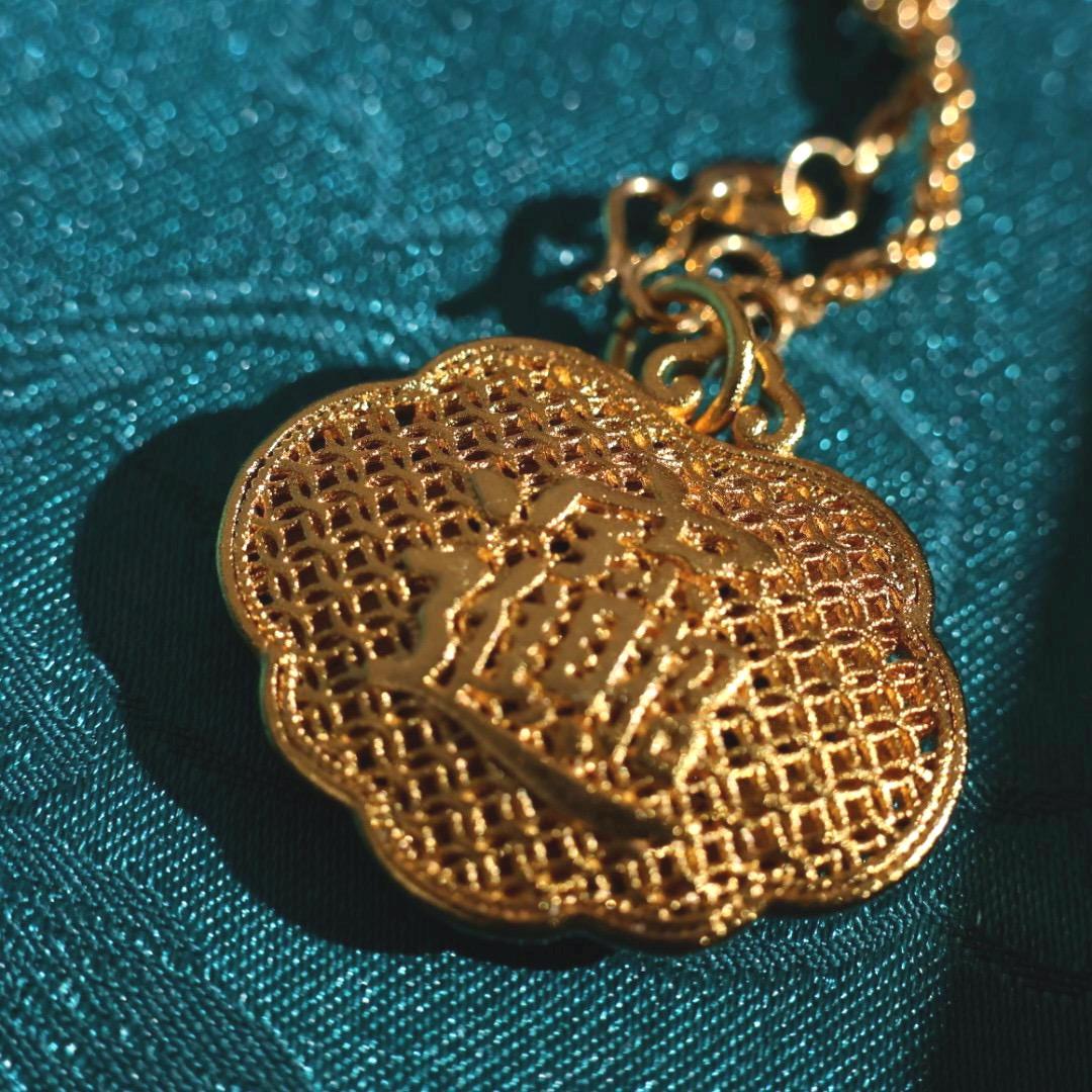 24k gold plated abacus lock pendant 足金色如意算盘锁吊坠