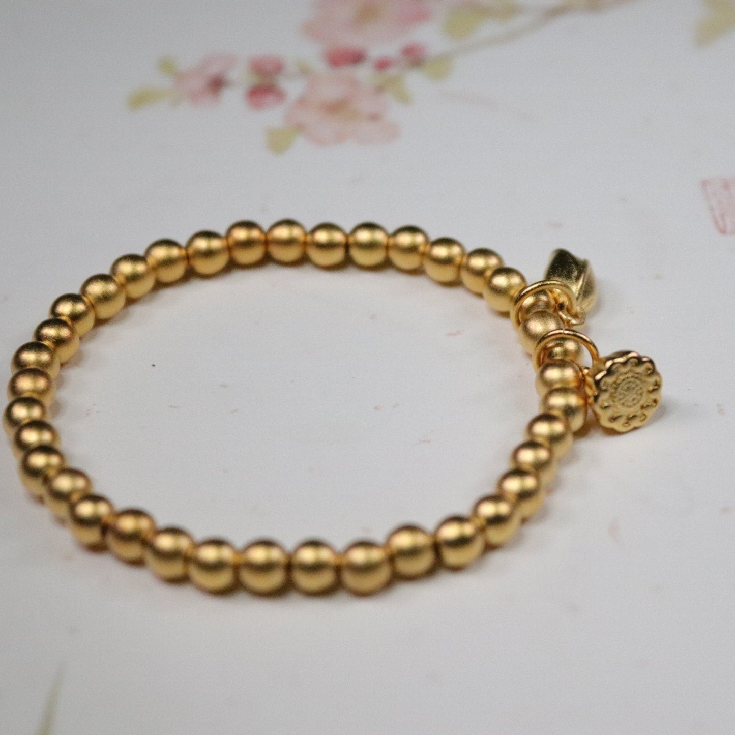 24k gold plated bead bracelet