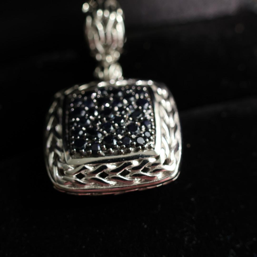 pre-owned John Hardy Carved Chain Pendant, Sterling Silver, Pavé
