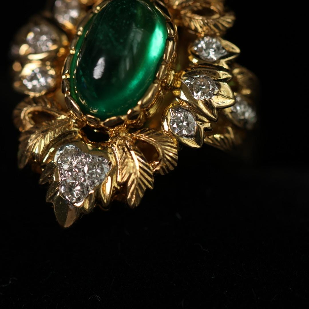 Vintage 3.44ct emerald ring 18k gold ring size 6.5