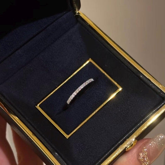 Size 5 semi eternity wedding band ring diamond simulant 925 silver ring