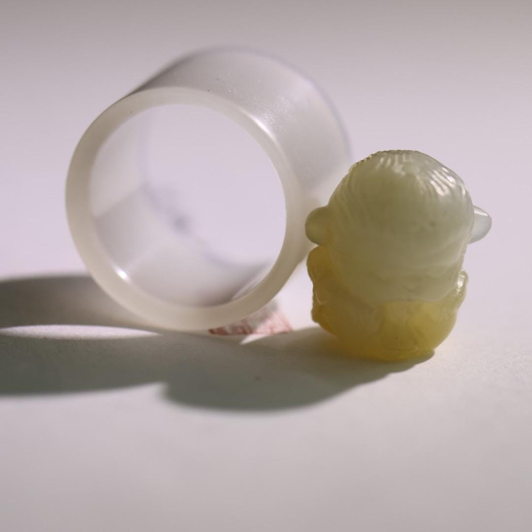 Mutton Fat White Nephrite jade ring size 6