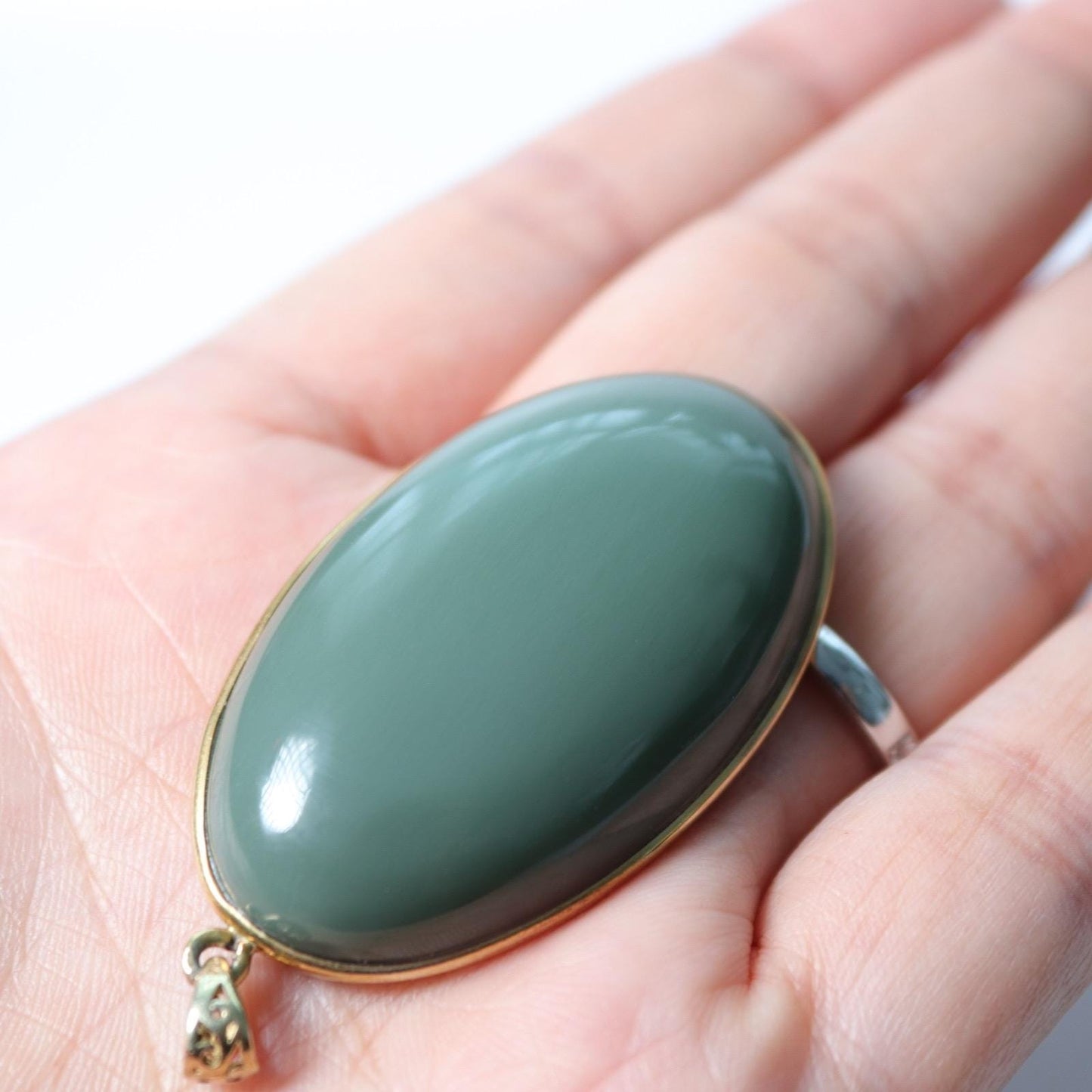 vintage dark blue green nephrite pendant