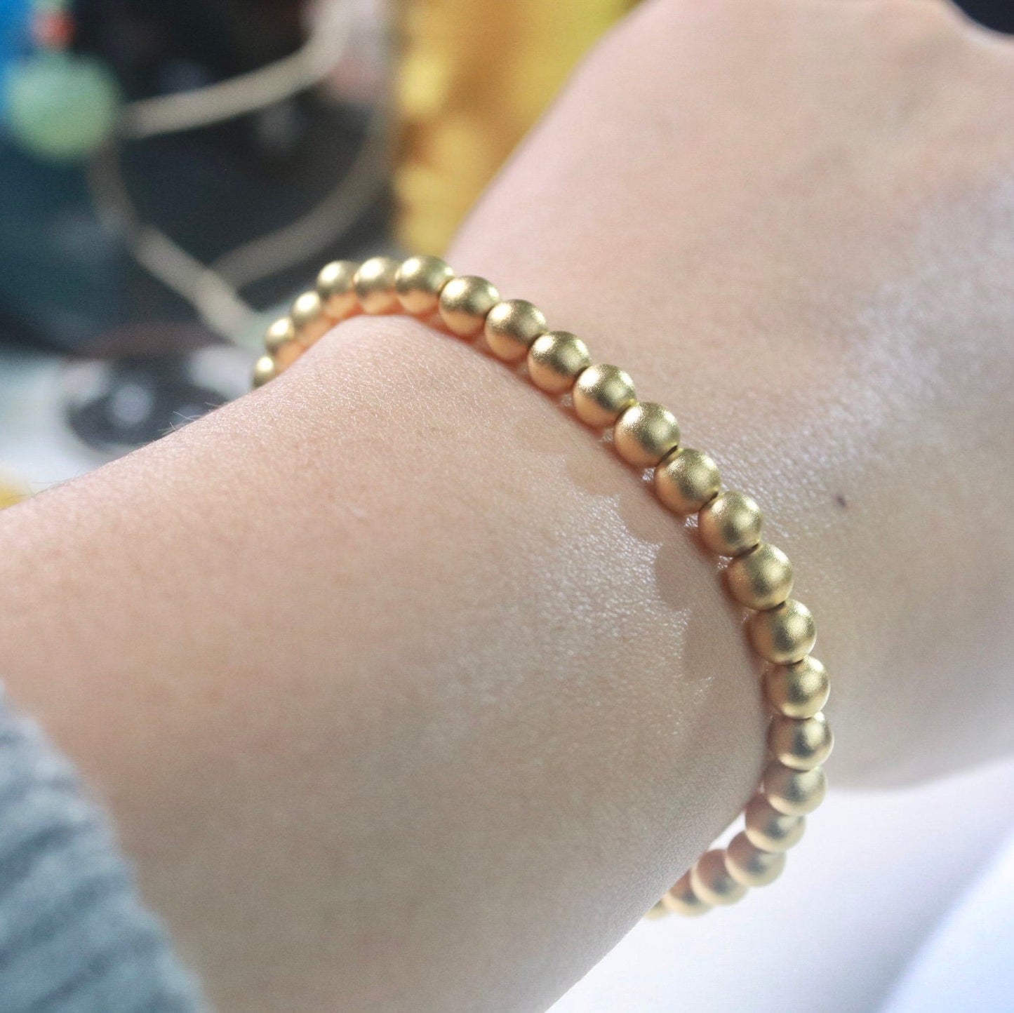 24k gold plated bead bracelet