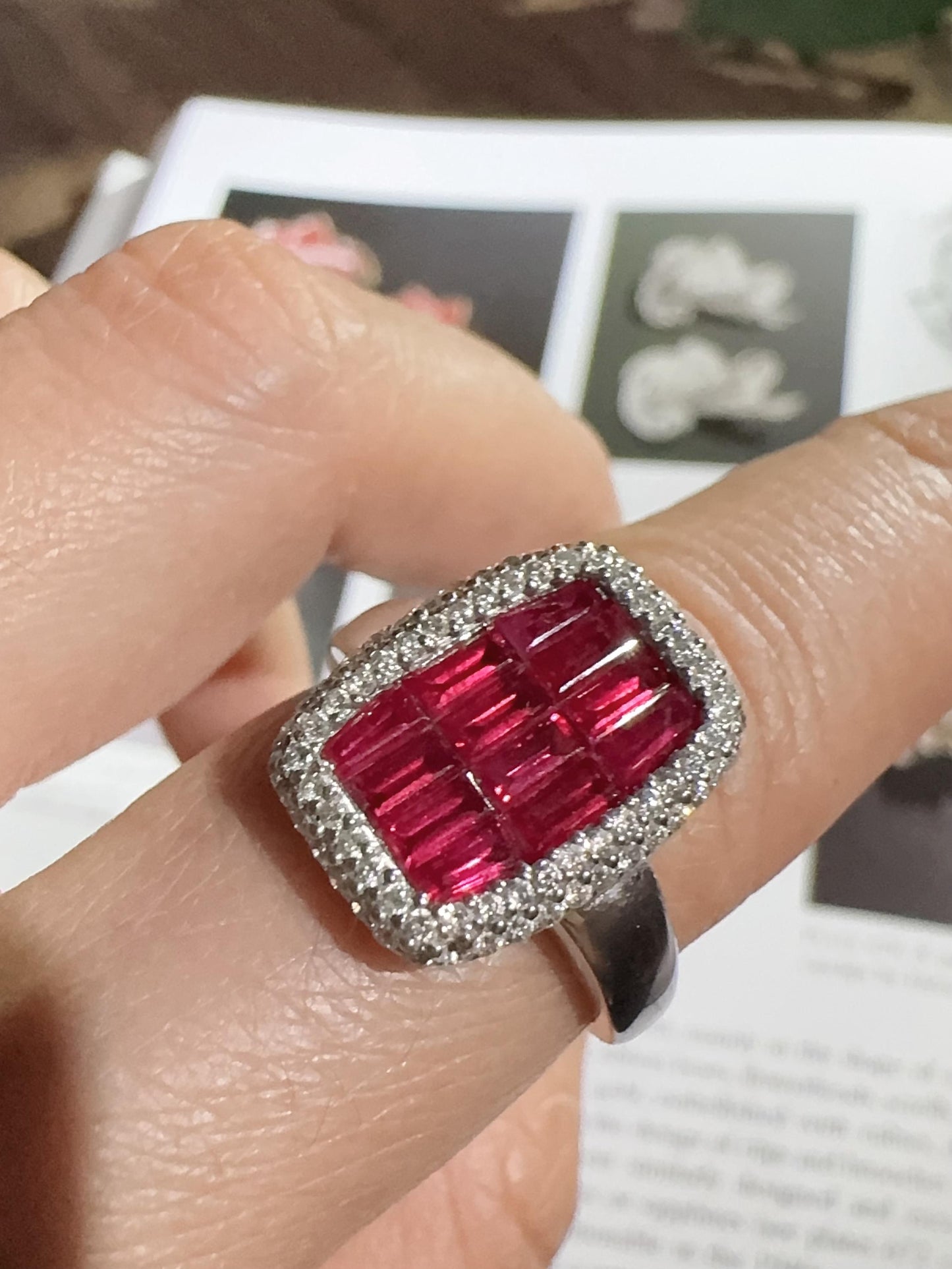 Vintage mystery set ruby and diamond ring US size 6.5