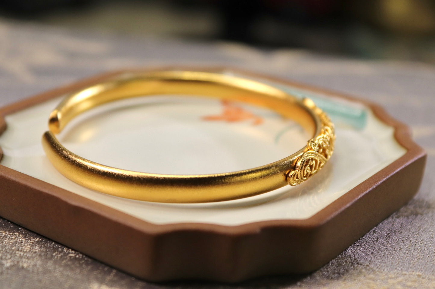 Dragon and Phoenix Gold Bangle: Chinese Wedding Jewelry