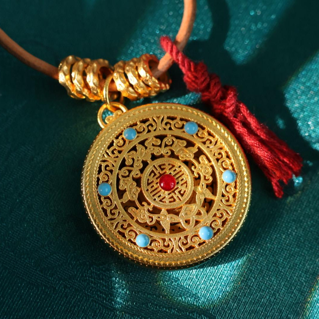 24k gold compass pendant