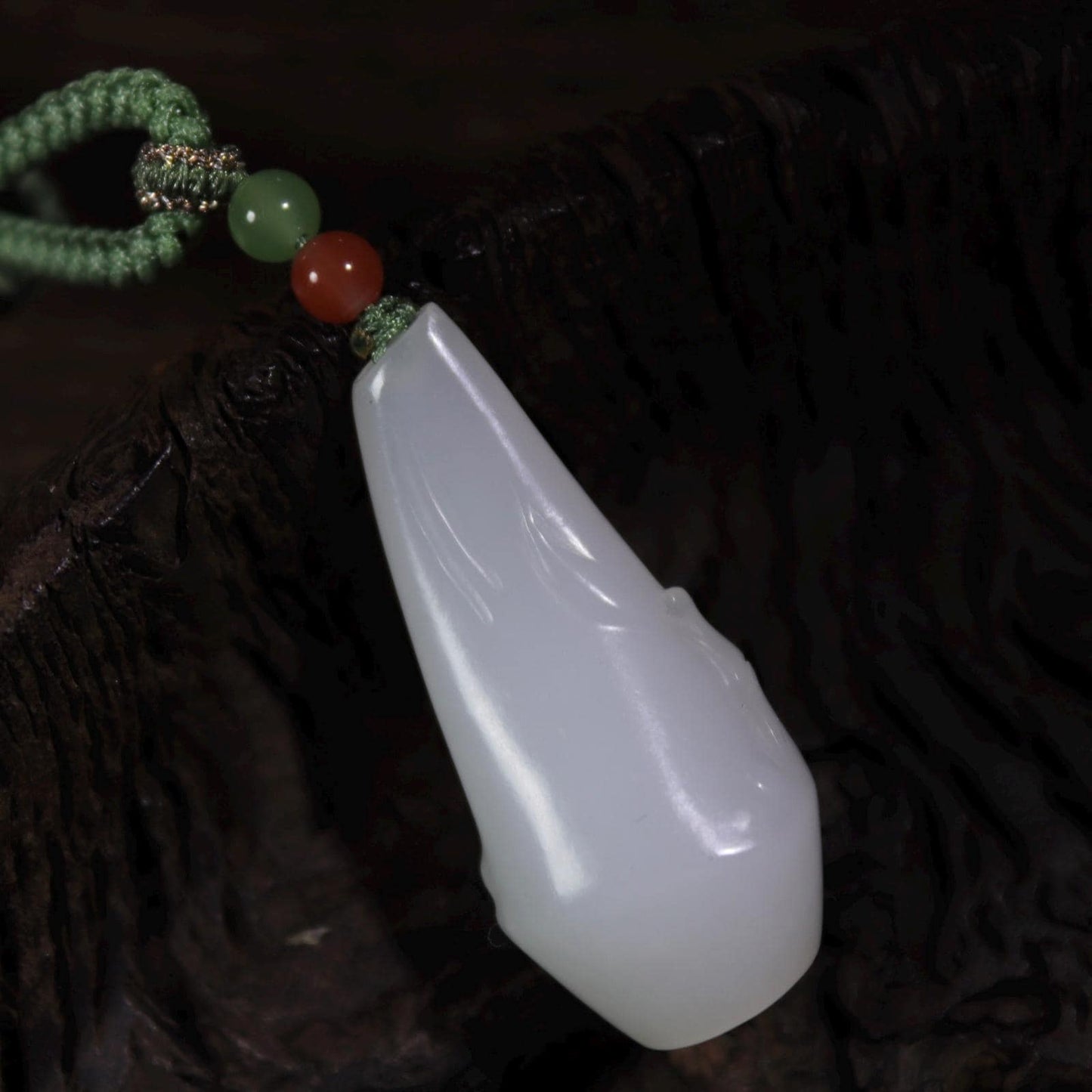 Certified Nephrite White Jade Magnolia pendant