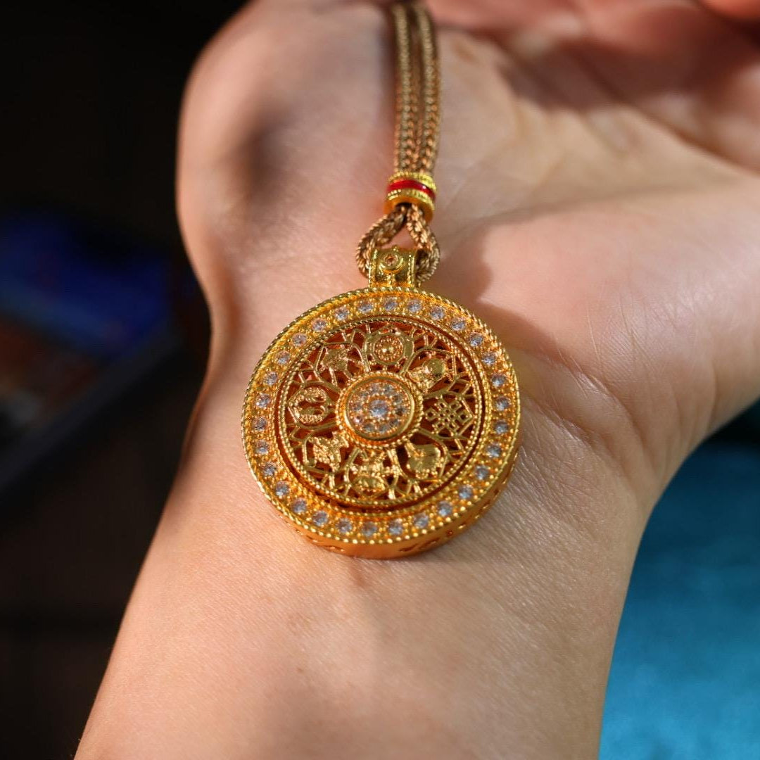 24k gold spinning compass pendant 转运罗盘