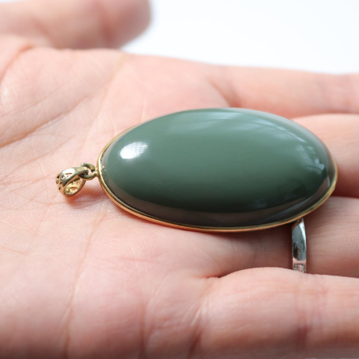 vintage dark blue green nephrite pendant
