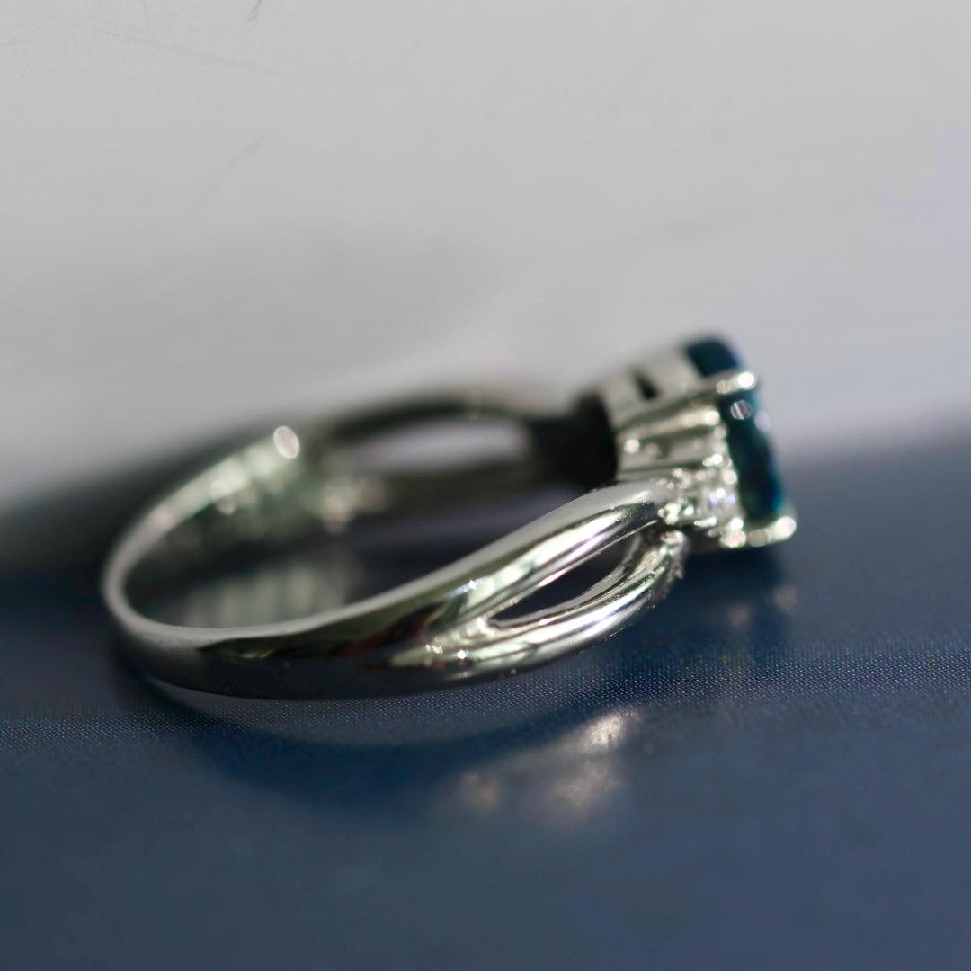 Vintage Tasaki certified Australian black opal diamond ring US size 6