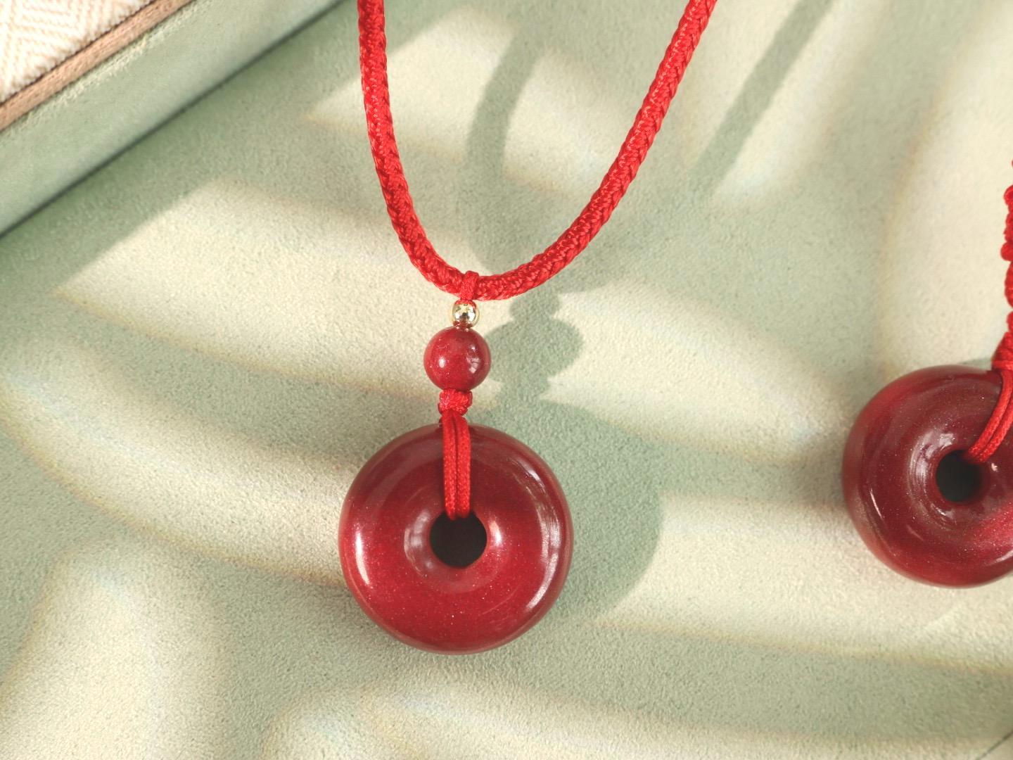 Cinnabar donut pendant | positive energy pendany