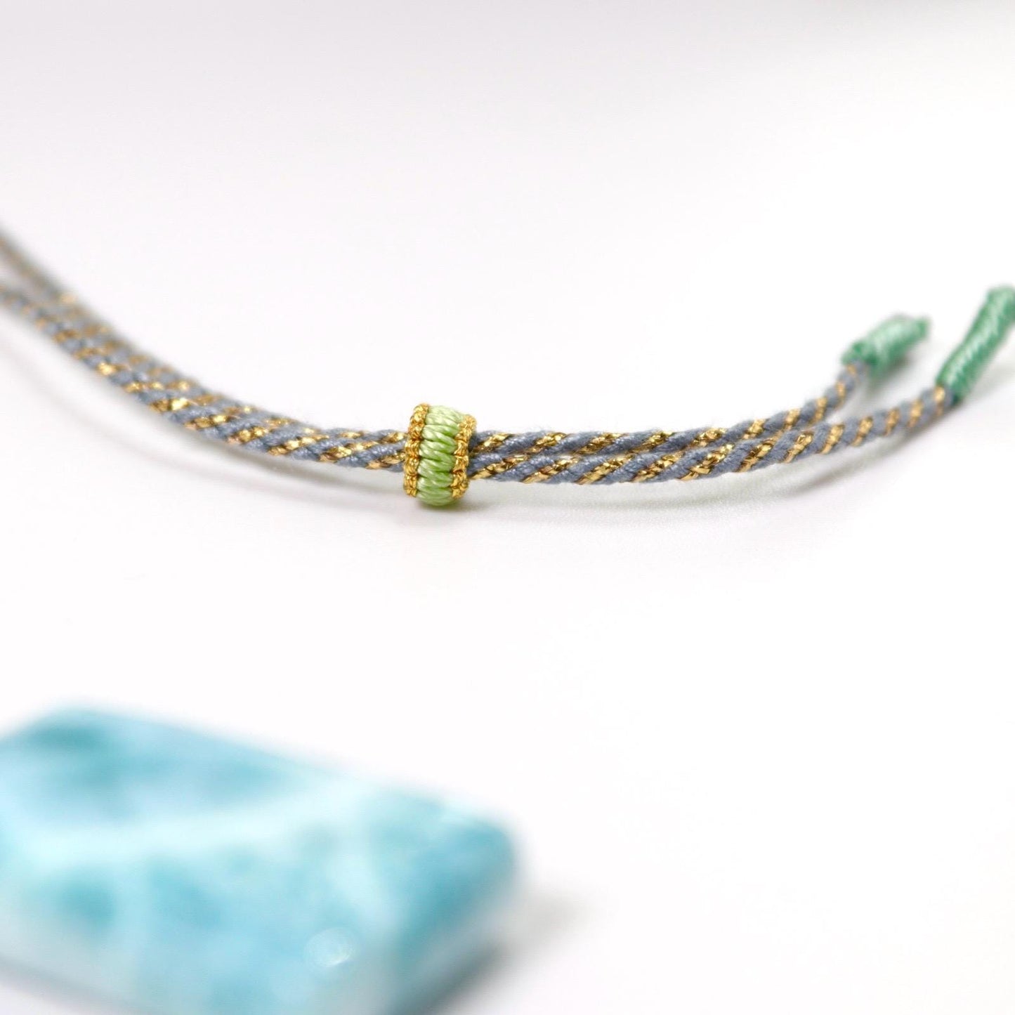 Larimar Pendant Necklace: Natural Ocean Stone, 18K Gold Bail