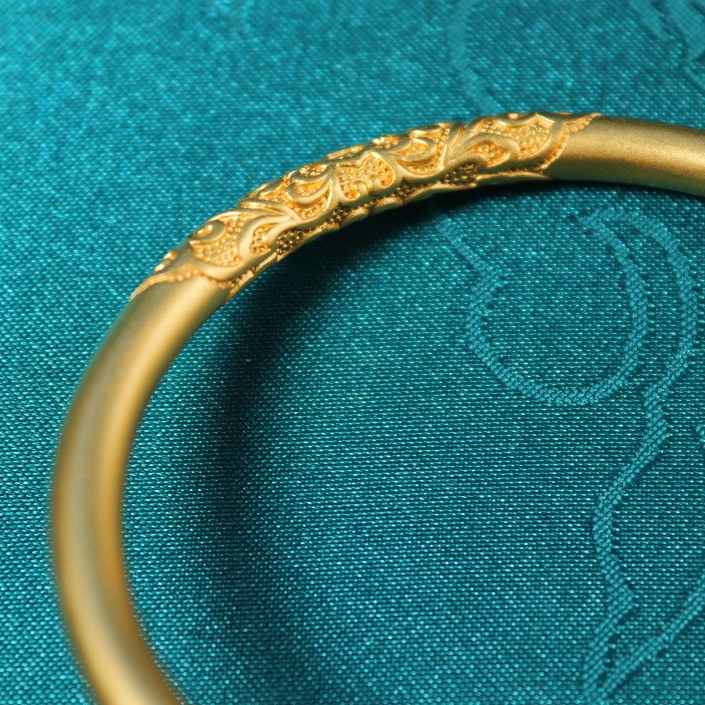 24k Gold Plated Bangle: Chinese Wedding Jewelry, Dragon & Phoenix