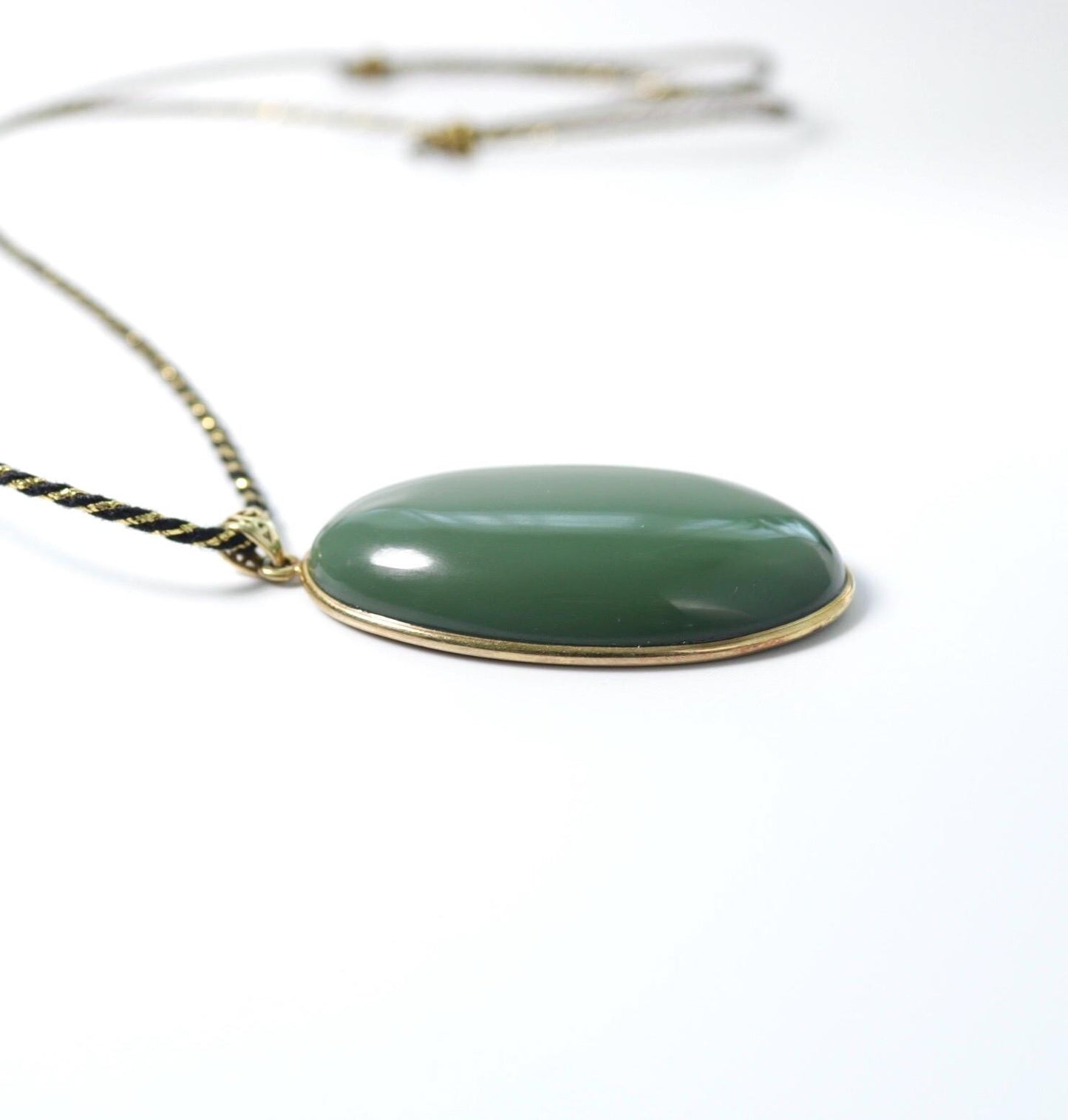 vintage dark blue green nephrite pendant