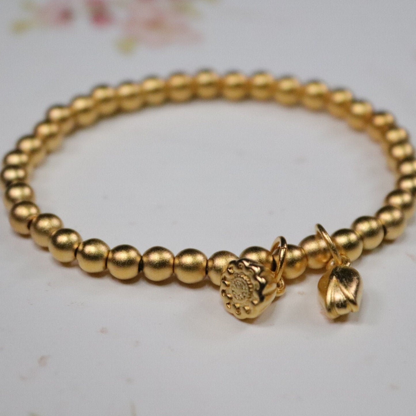 24k gold plated bead bracelet