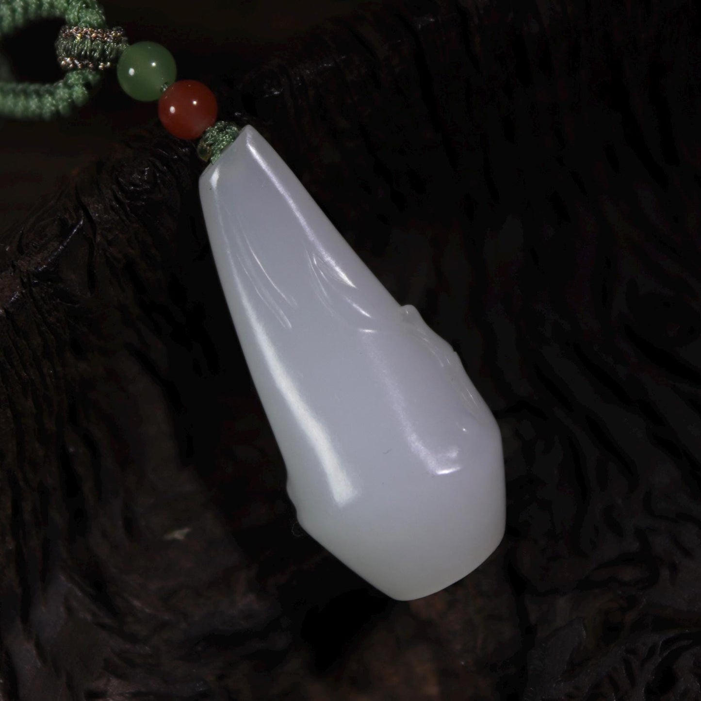 Certified Nephrite White Jade Magnolia pendant