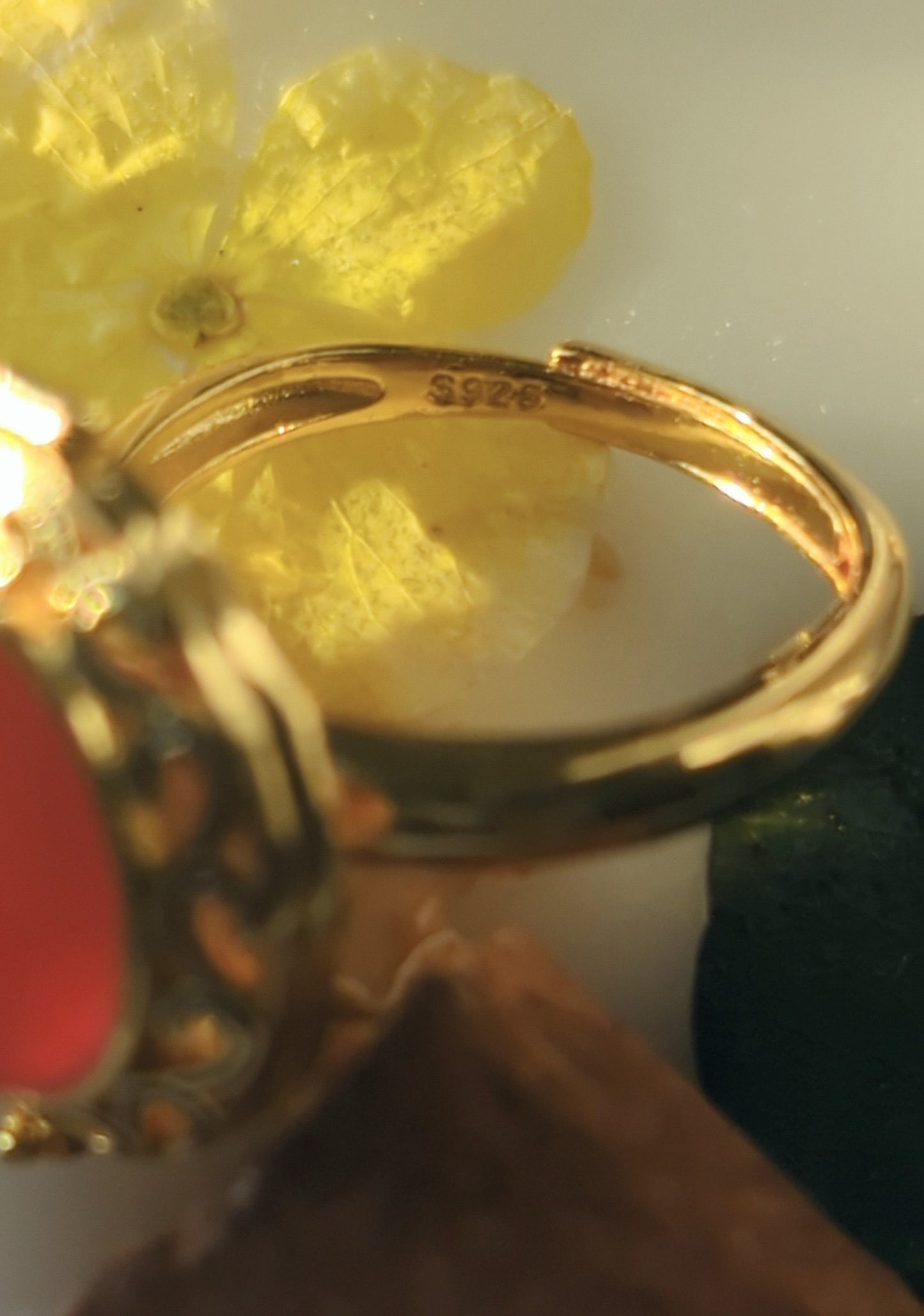 Red Agate Locket Ring: Chinese Vintage Style Gold Plated S925 Silver