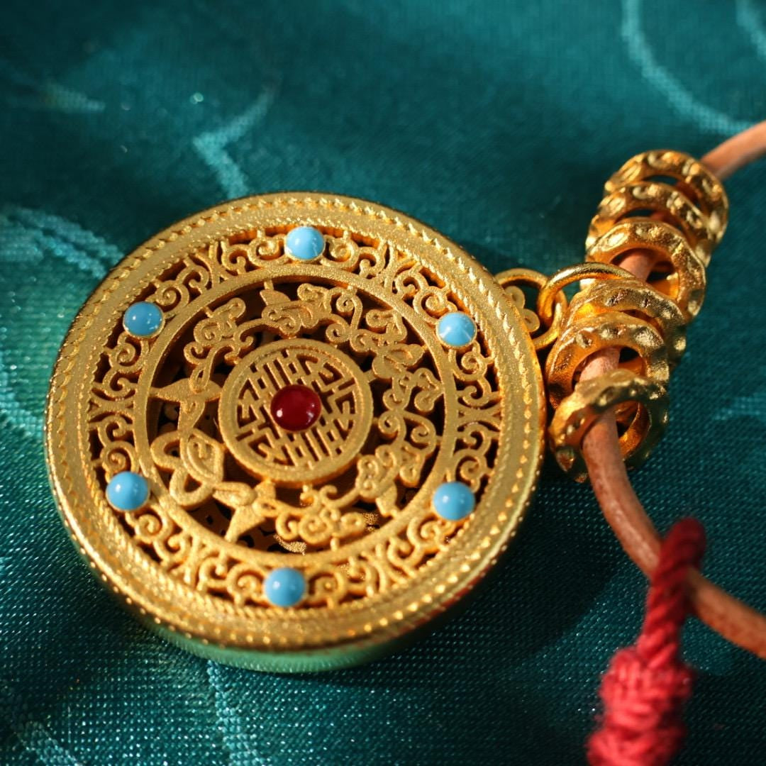 24k gold compass pendant