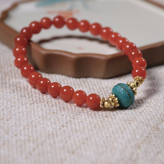 Sichuan Nanhong agate cherry red 6 mm bracelet