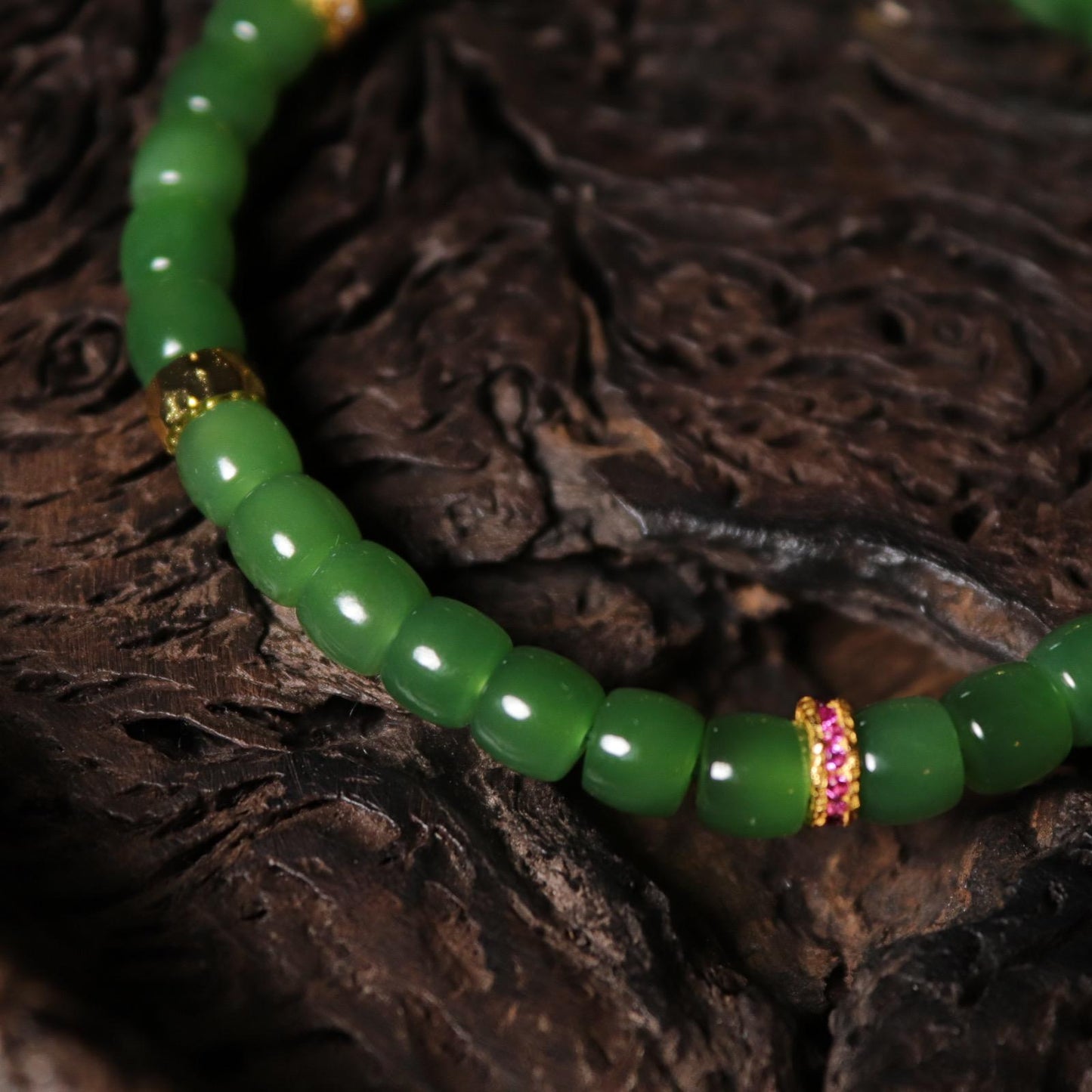 5x6mm lush green apple green Siberian nephrite Jade bracelet 阳绿苹果绿小直切手串
