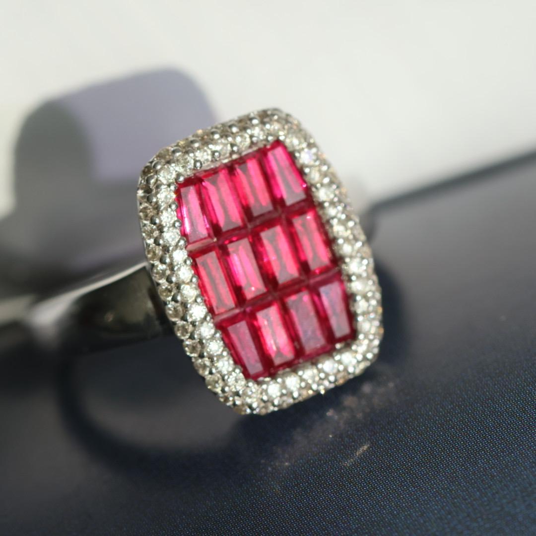 Vintage mystery set ruby and diamond ring US size 6.5
