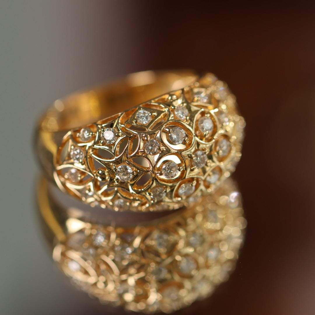 Vintage Japan diamond ring 18k gold ring size 6