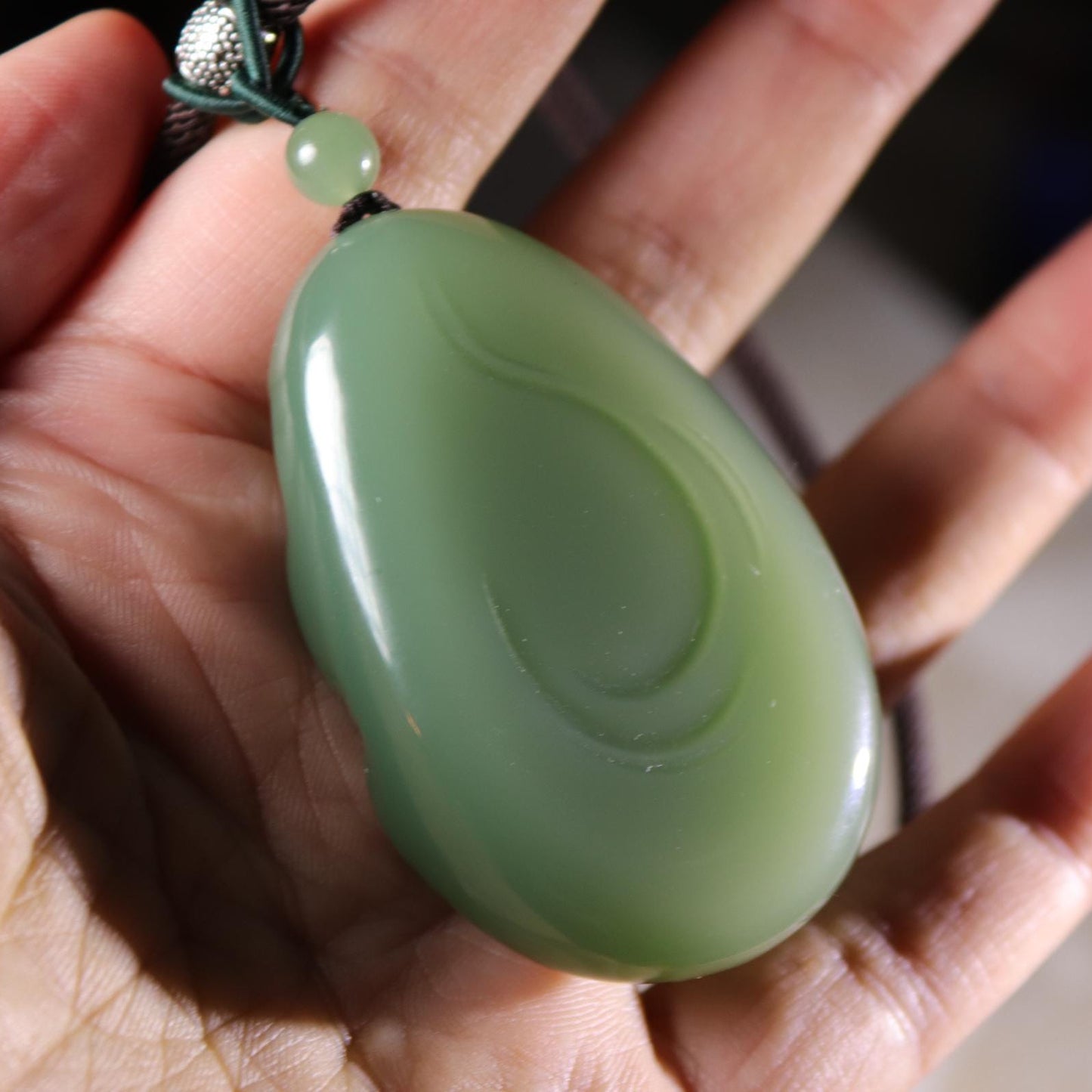 Certified green jade Buddha pendant