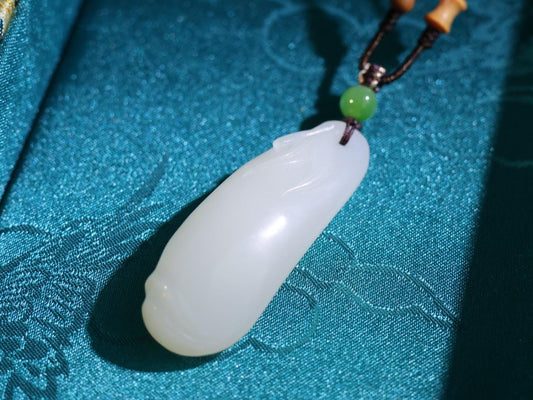 Certified Nephrite White Jade Magnolia pendant