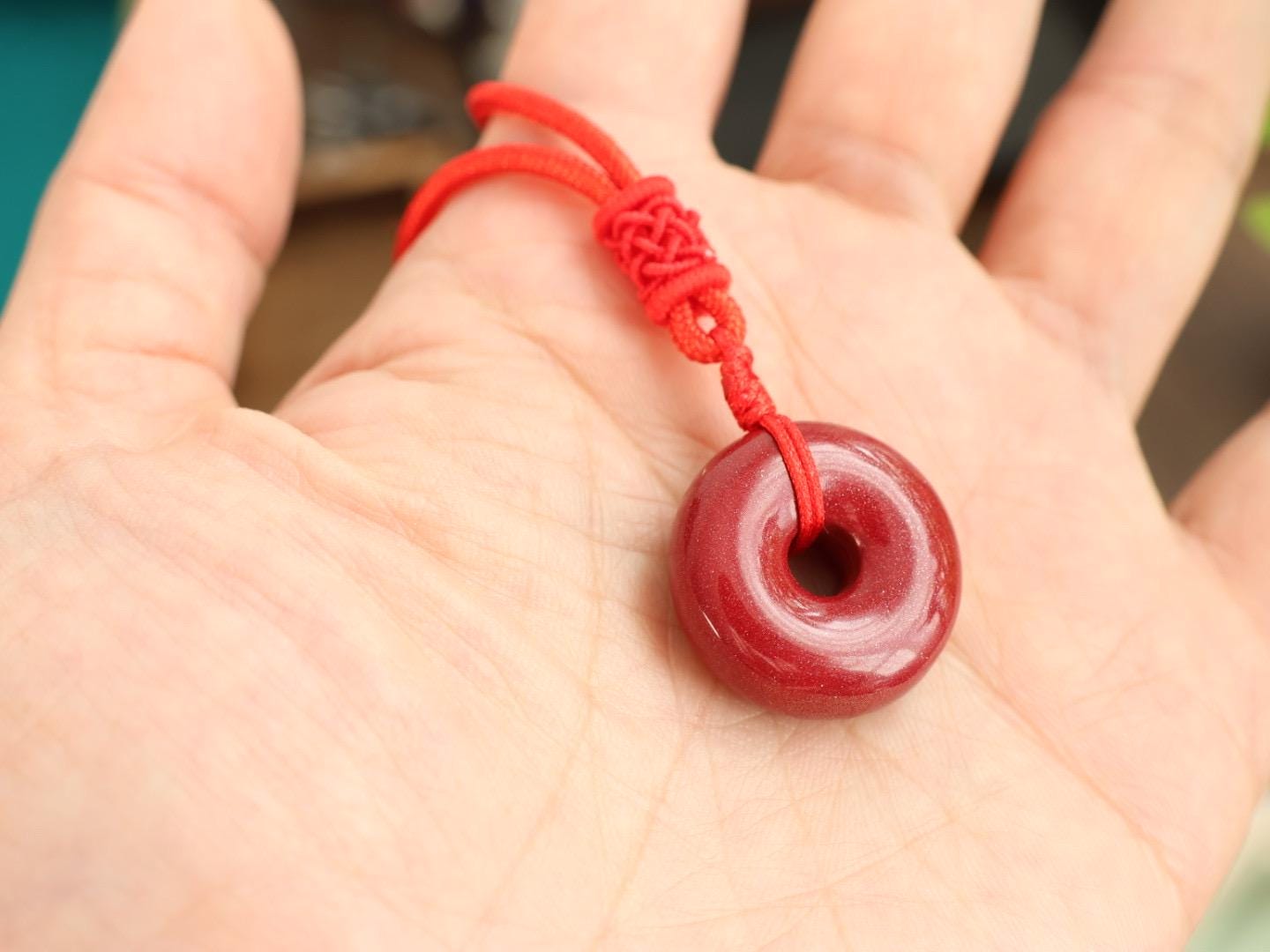 Cinnabar donut pendant | positive energy pendany