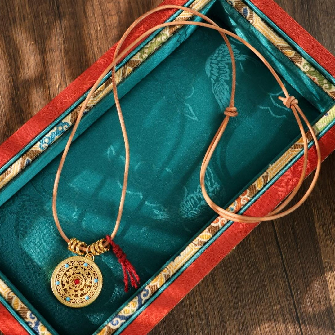 24k gold compass pendant