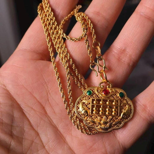 24k gold plated abacus lock pendant 足金色如意算盘锁吊坠