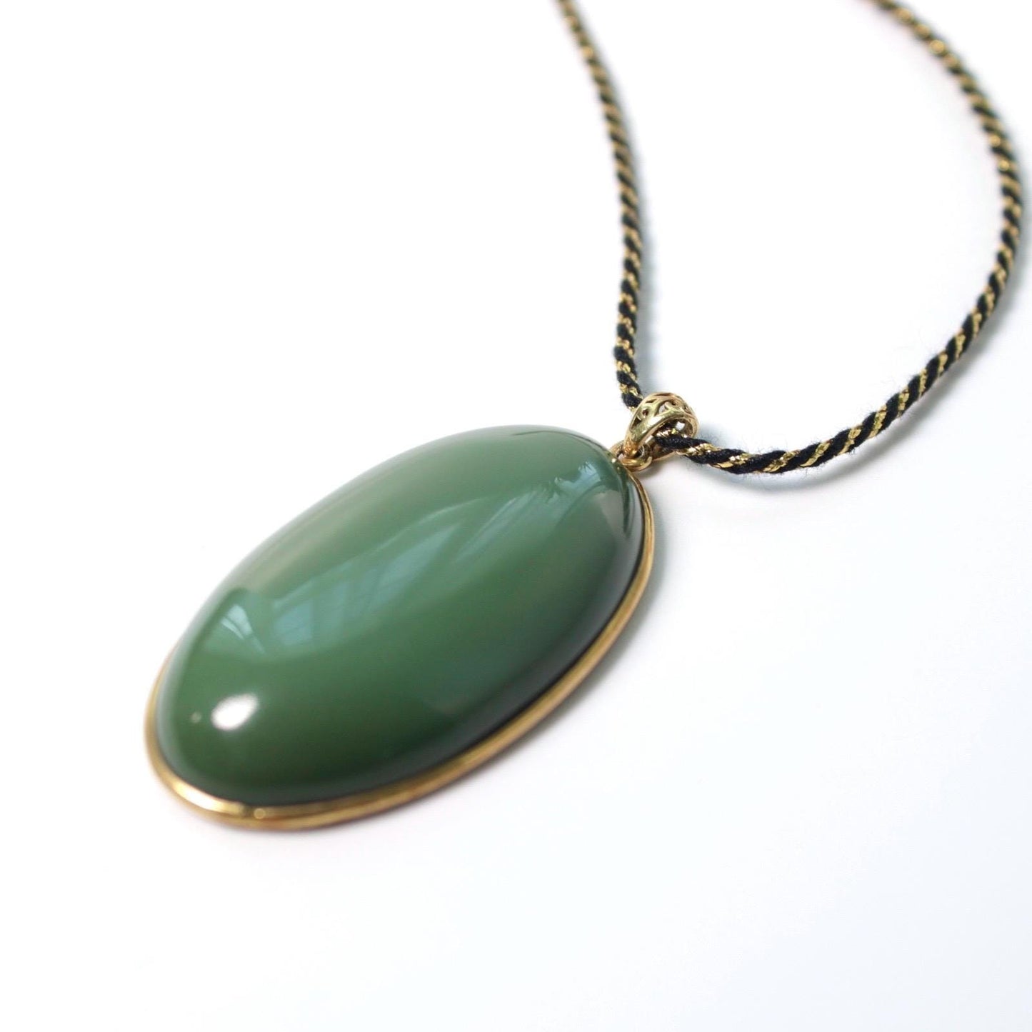 vintage dark blue green nephrite pendant