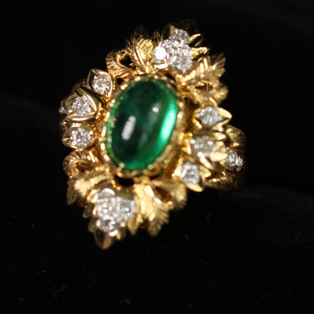 Vintage 3.44ct emerald ring 18k gold ring size 6.5