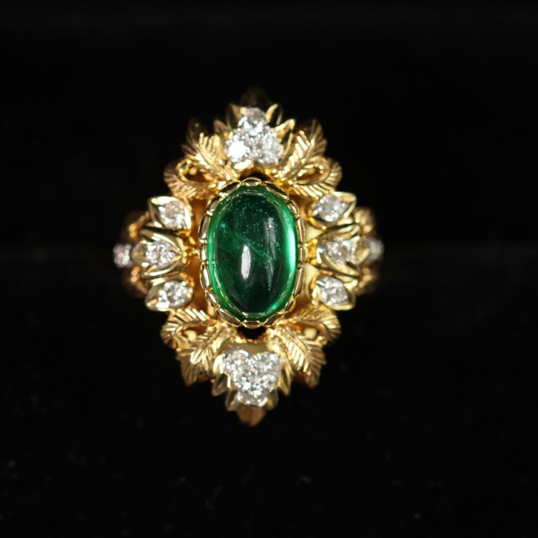 Vintage 3.44ct emerald ring 18k gold ring size 6.5