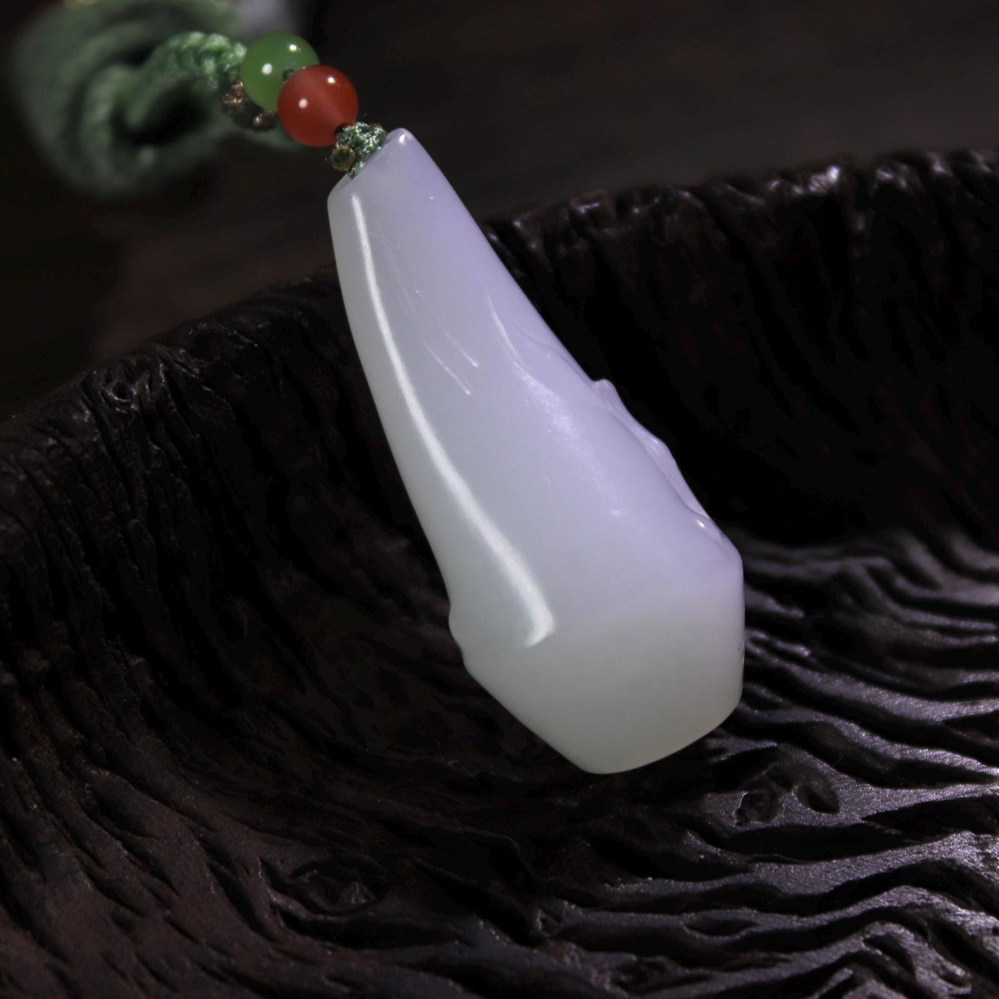 Certified Nephrite White Jade Magnolia pendant