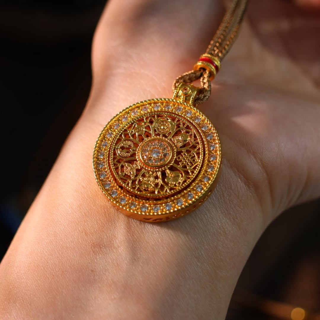 24k gold spinning compass pendant 转运罗盘