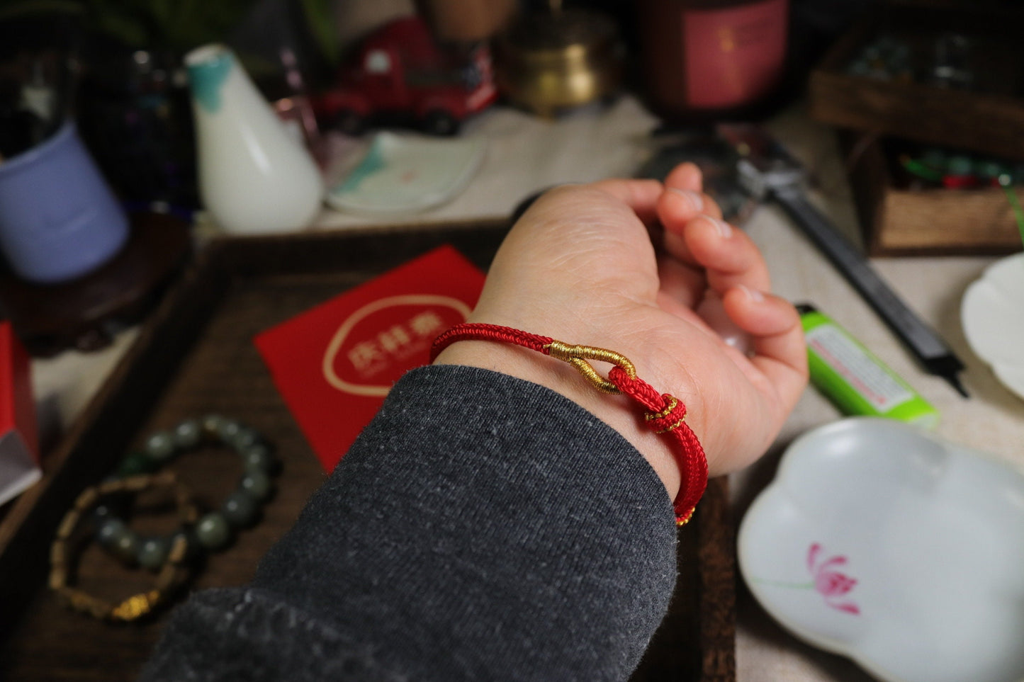 Handmade Red cord bracelet  allergen free