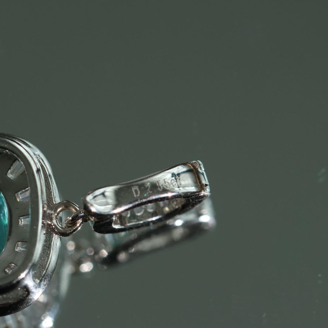 pre-owned lab grown emeral and paraiba Pendant, Sterling Silver