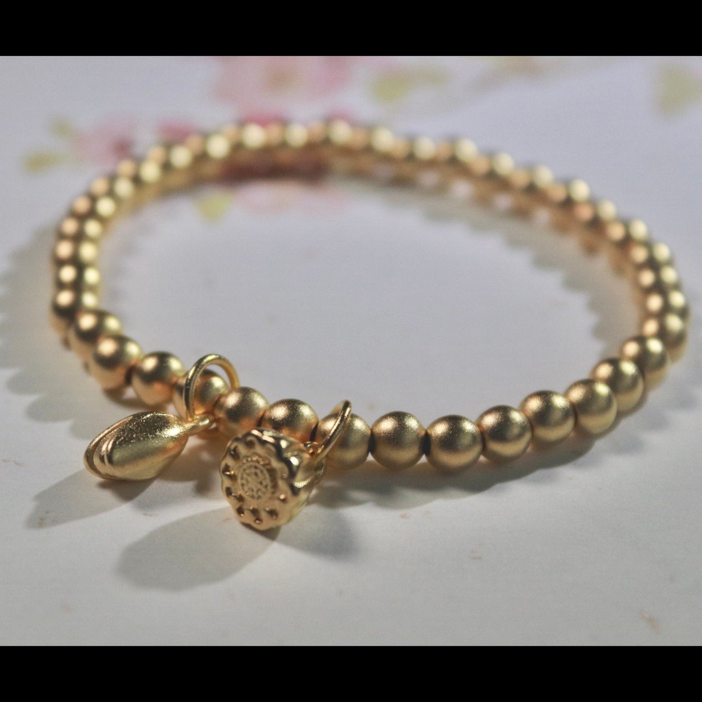24k gold plated bead bracelet