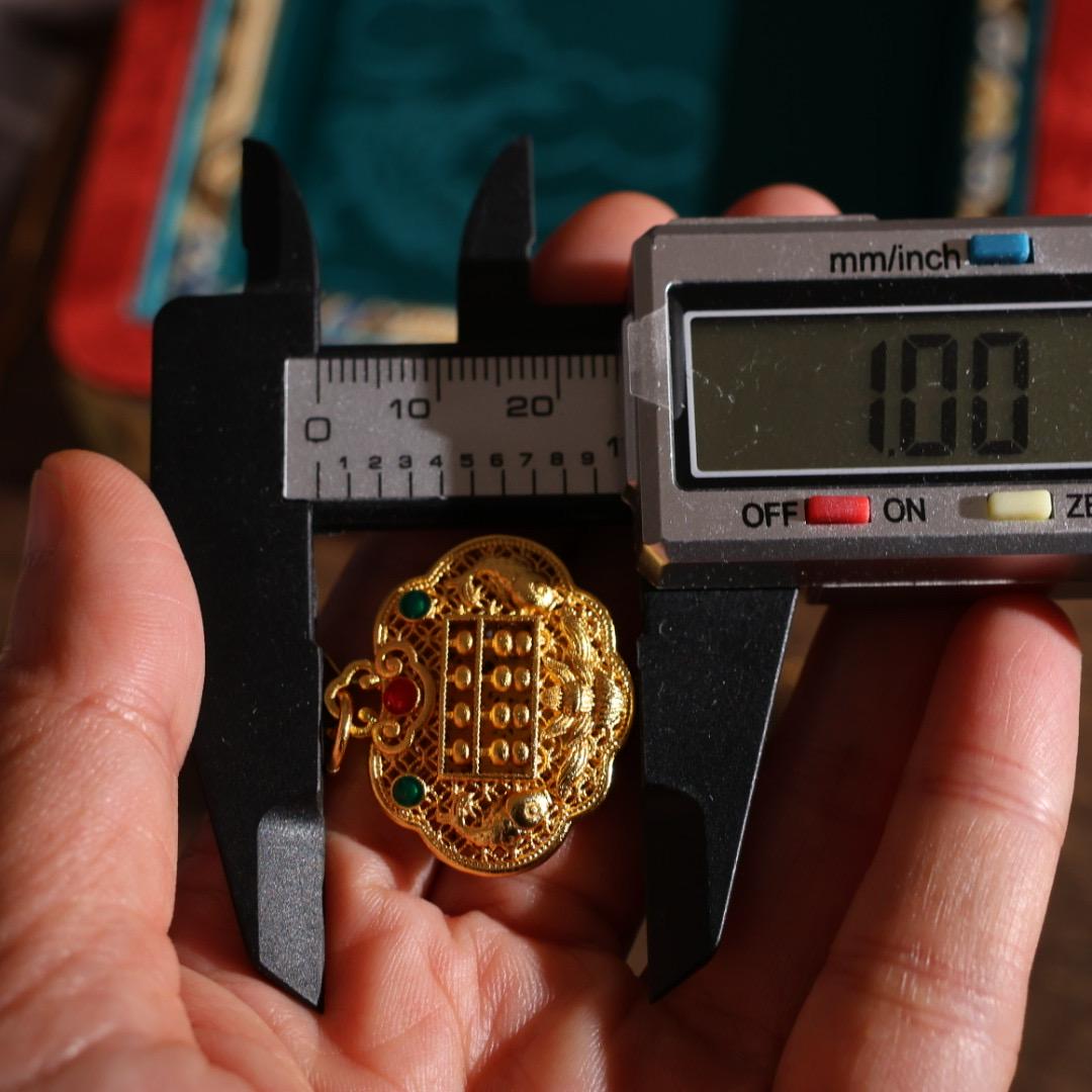 24k gold plated abacus lock pendant 足金色如意算盘锁吊坠
