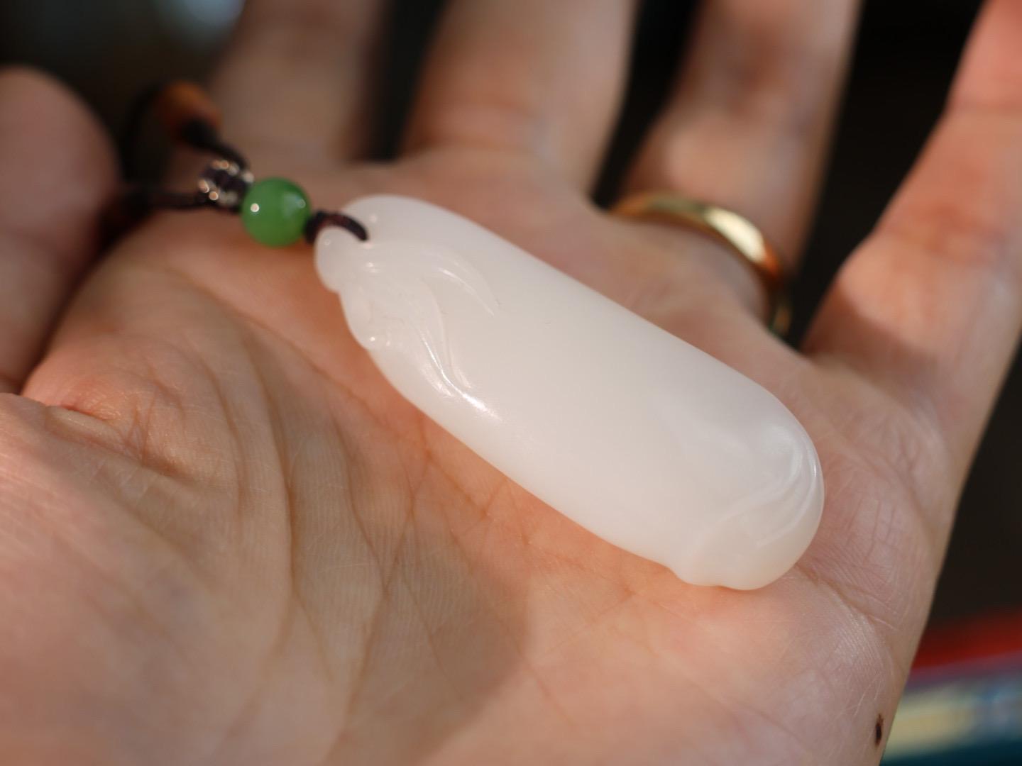 Certified Nephrite White Jade Magnolia pendant