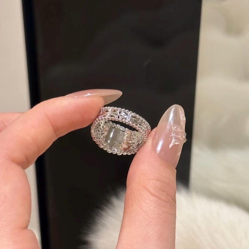 Certified Maw Sit Sit Statement Ring: Lace Design, 925 Silver, Size 6