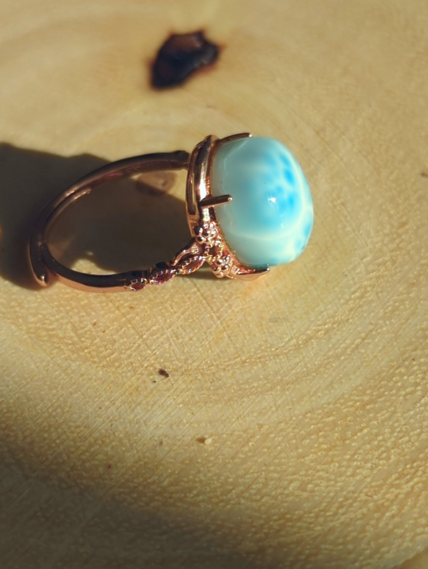 Larimar ring adjustable silver ring 海纹石活口银托戒指