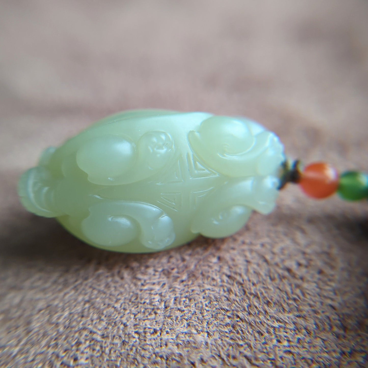 Certified Sugar Jade Dragon Turtle Pendant: Lucky Bag Charm