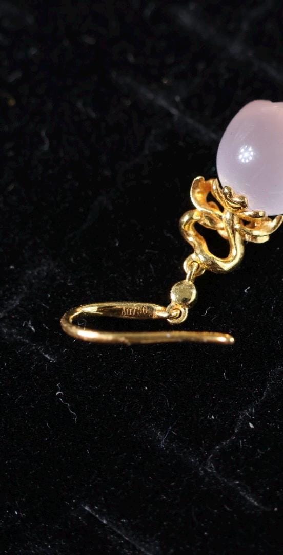 Lychee Agate Cat Paw Jewelry Set: 18k solid Gold, Ruby, Diamond