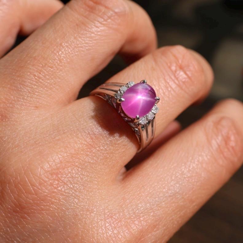 Vintage natural star ruby 18k gold ring size 6.75