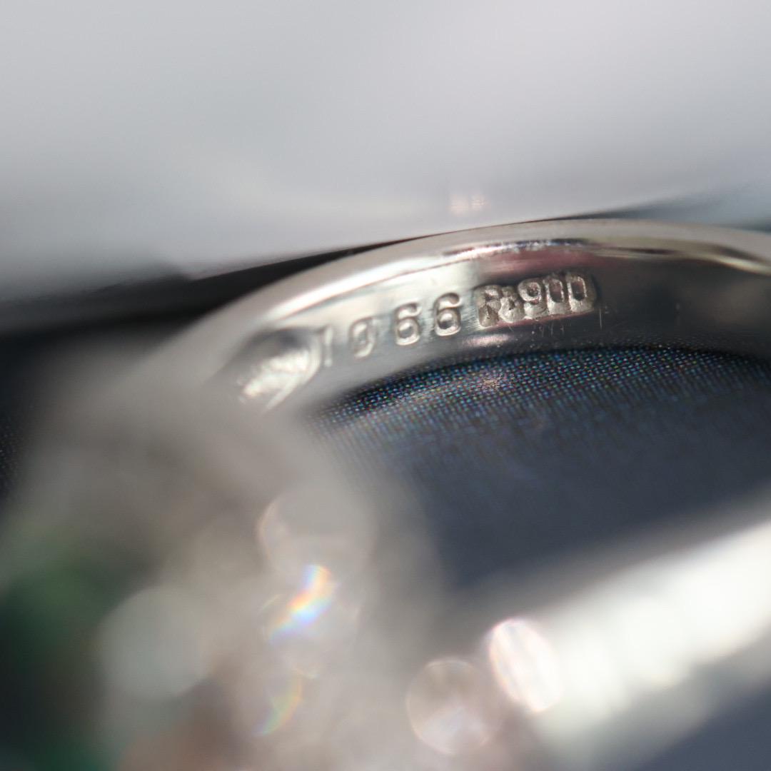 Vintage certified Australian black opal diamond ring US size 6.5